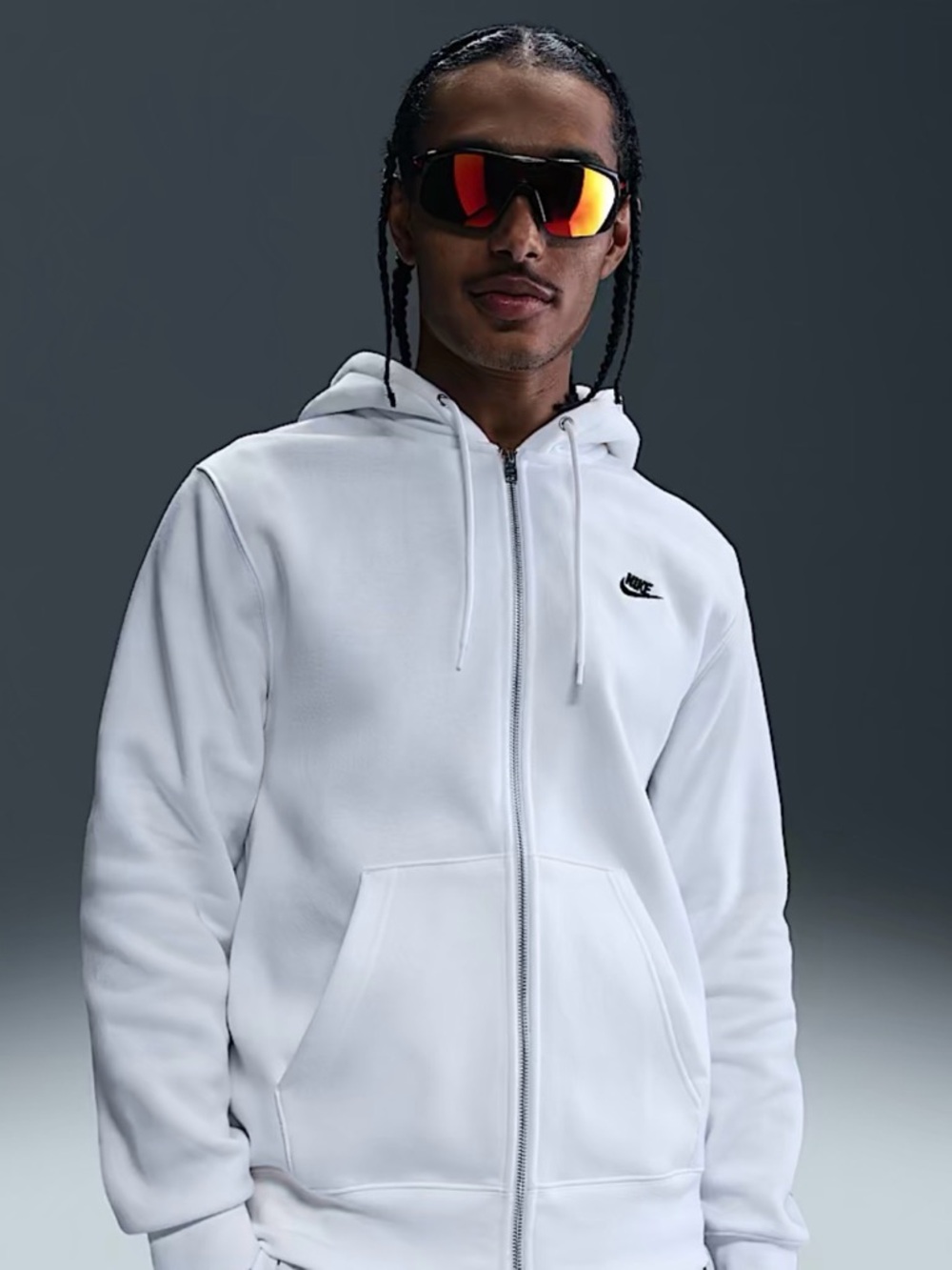 Nike Men’s White Full‑Zip Hoodie- Small